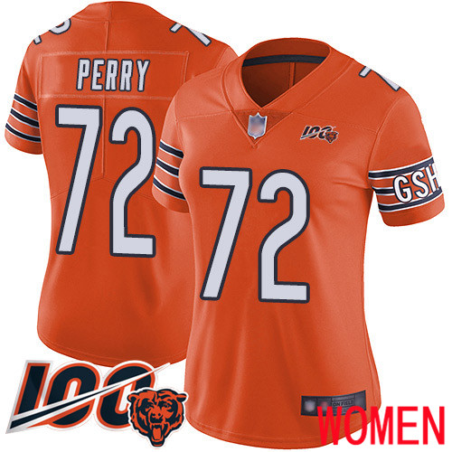 Chicago Bears Limited Orange Women William Perry Alternate Jersey NFL Football #72 100th Season->women nfl jersey->Women Jersey